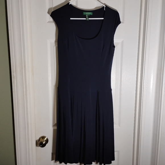 Lauren Ralph Lauren Dresses & Skirts - Navy Blue Knit Dress LAUREN Ralph Lauren Scoop Neck Cap Sleeve Size 6